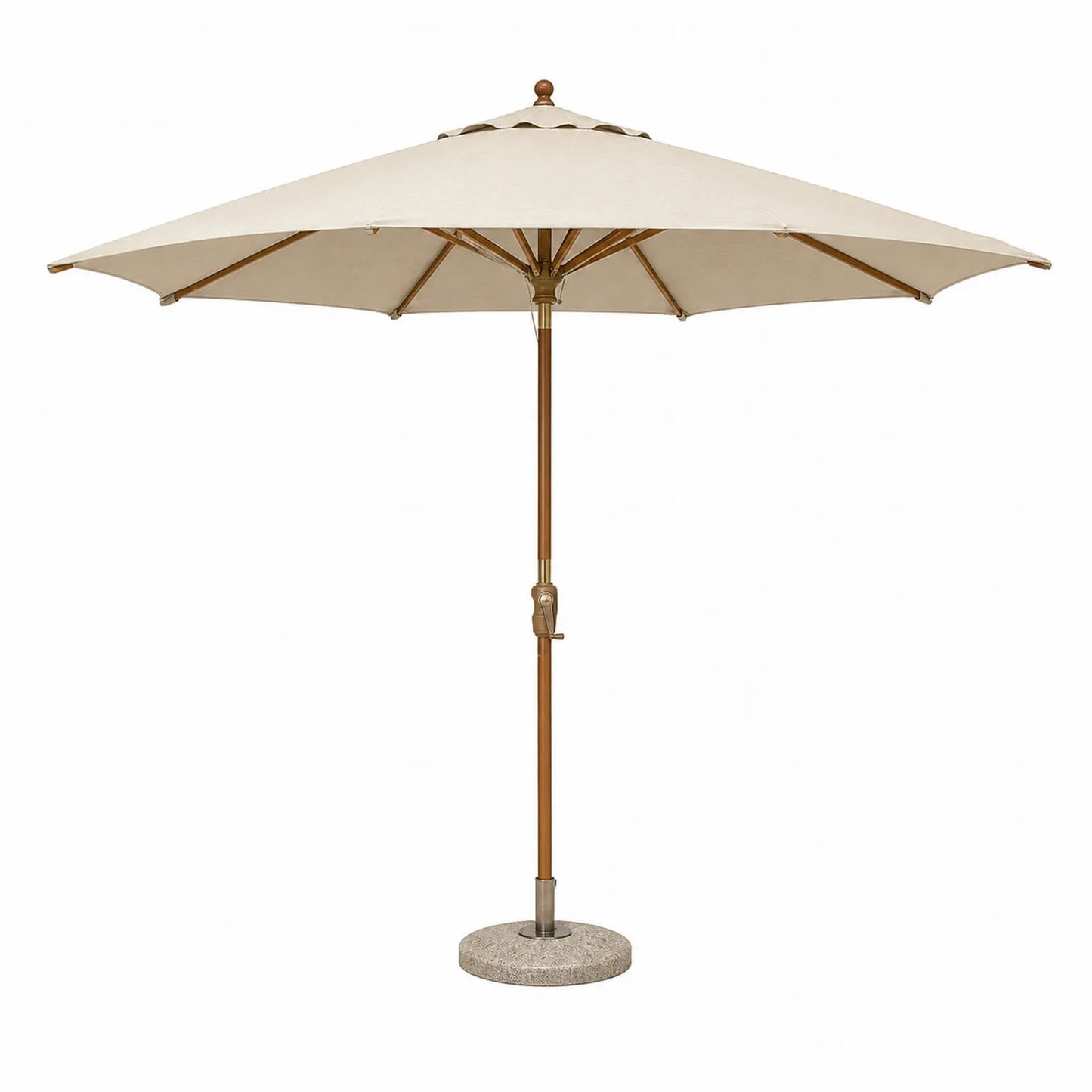 Parasol ogrodowy drewniany okrągły beżowy 300 cm