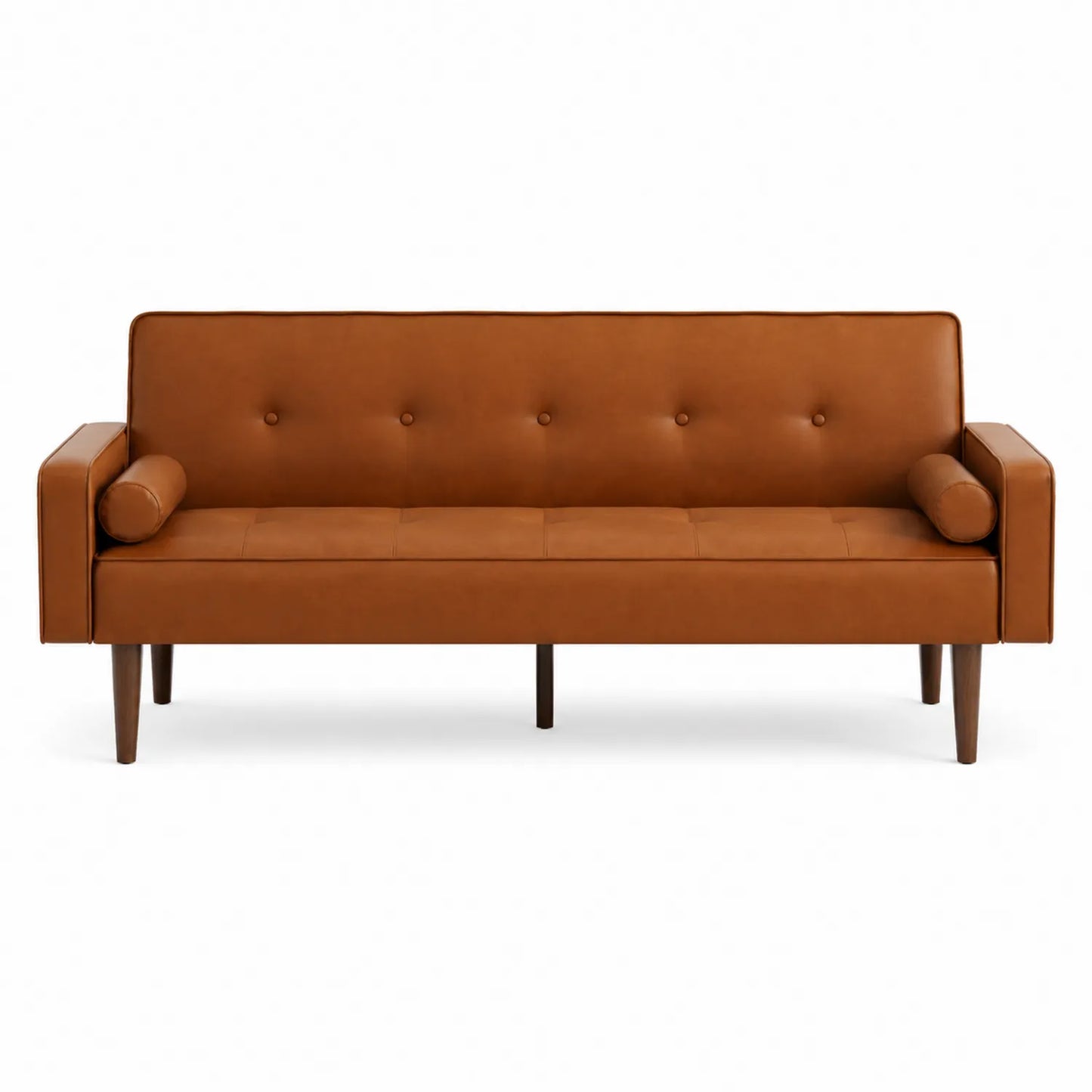 Sofa trzyosobowa ze skóry ekologicznej brązowa 210 cm