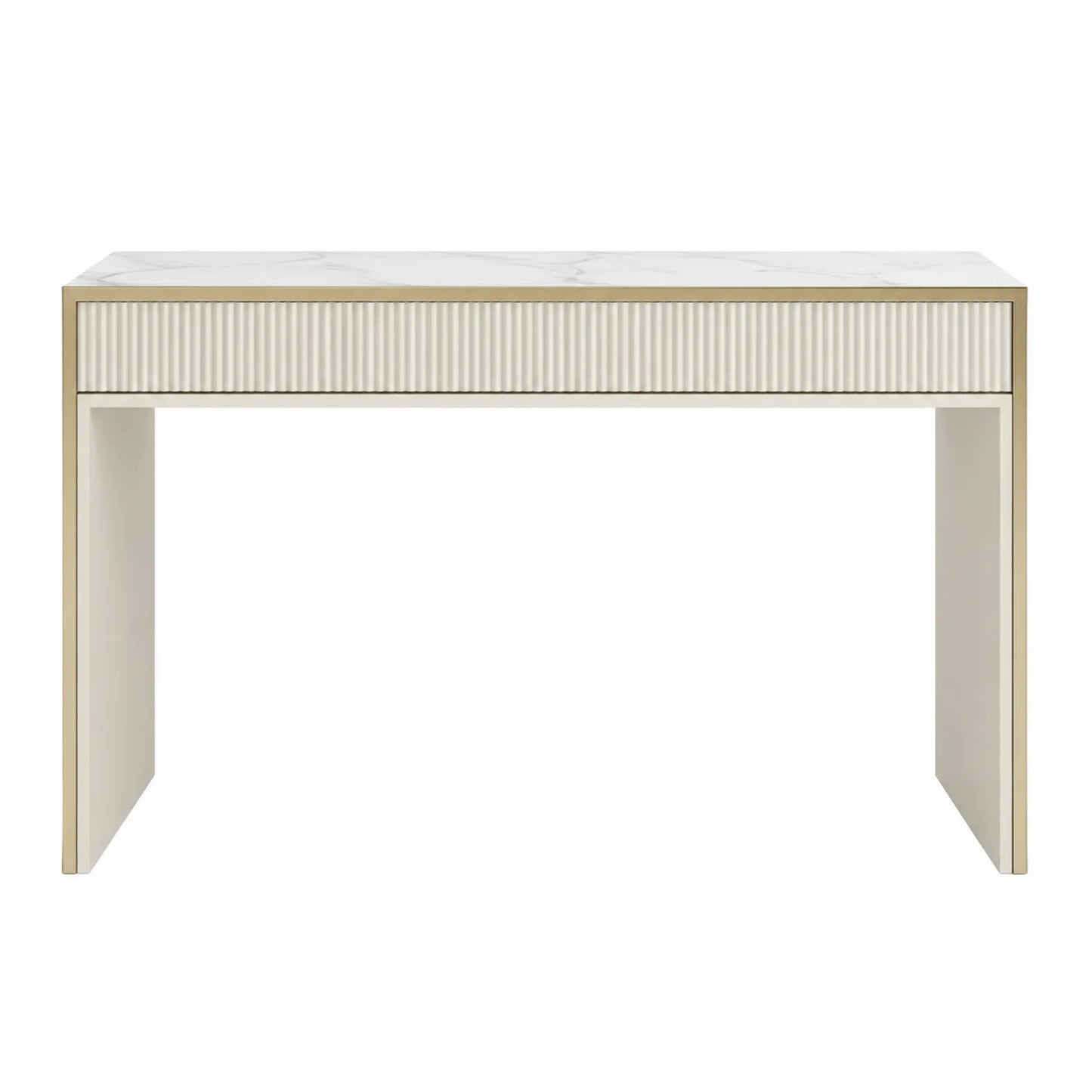Konsola prostokątna MDF z imitacją marmuru w kolorze białym 120x40x75 cm