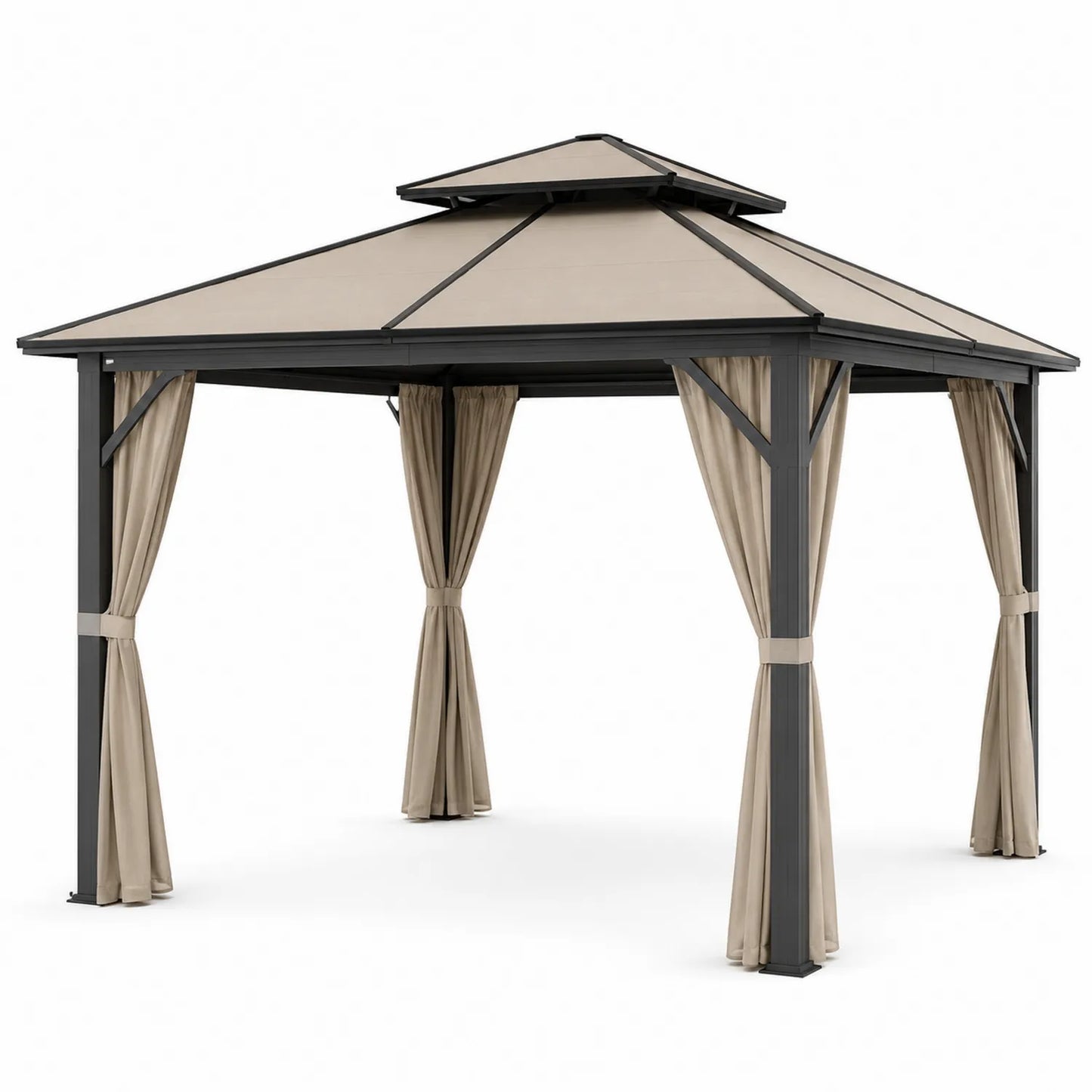 Altana Aluminiowa 3x4m z Beżowym Dachem i Zasłonami