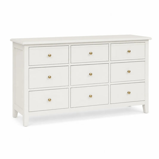Biała komoda z 9 szufladami z płyty MDF 140x80x40 cm