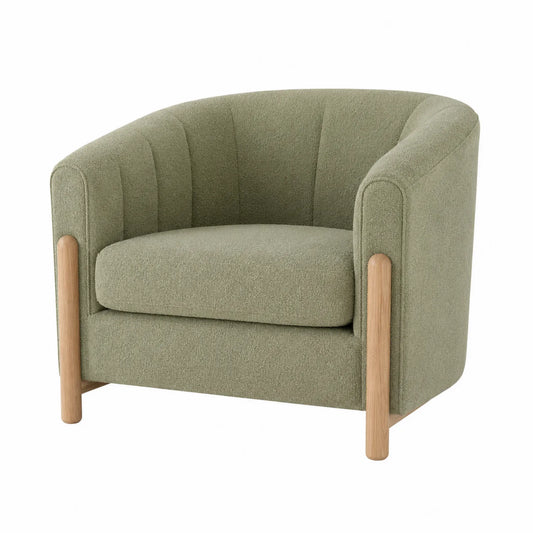 Fotel tapicerowany boucle buk zielony 90x80x75cm