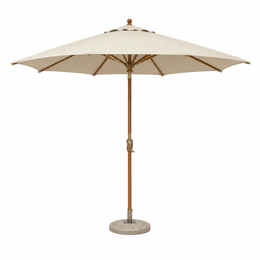 Parasol ogrodowy drewniany okrągły beżowy 300 cm