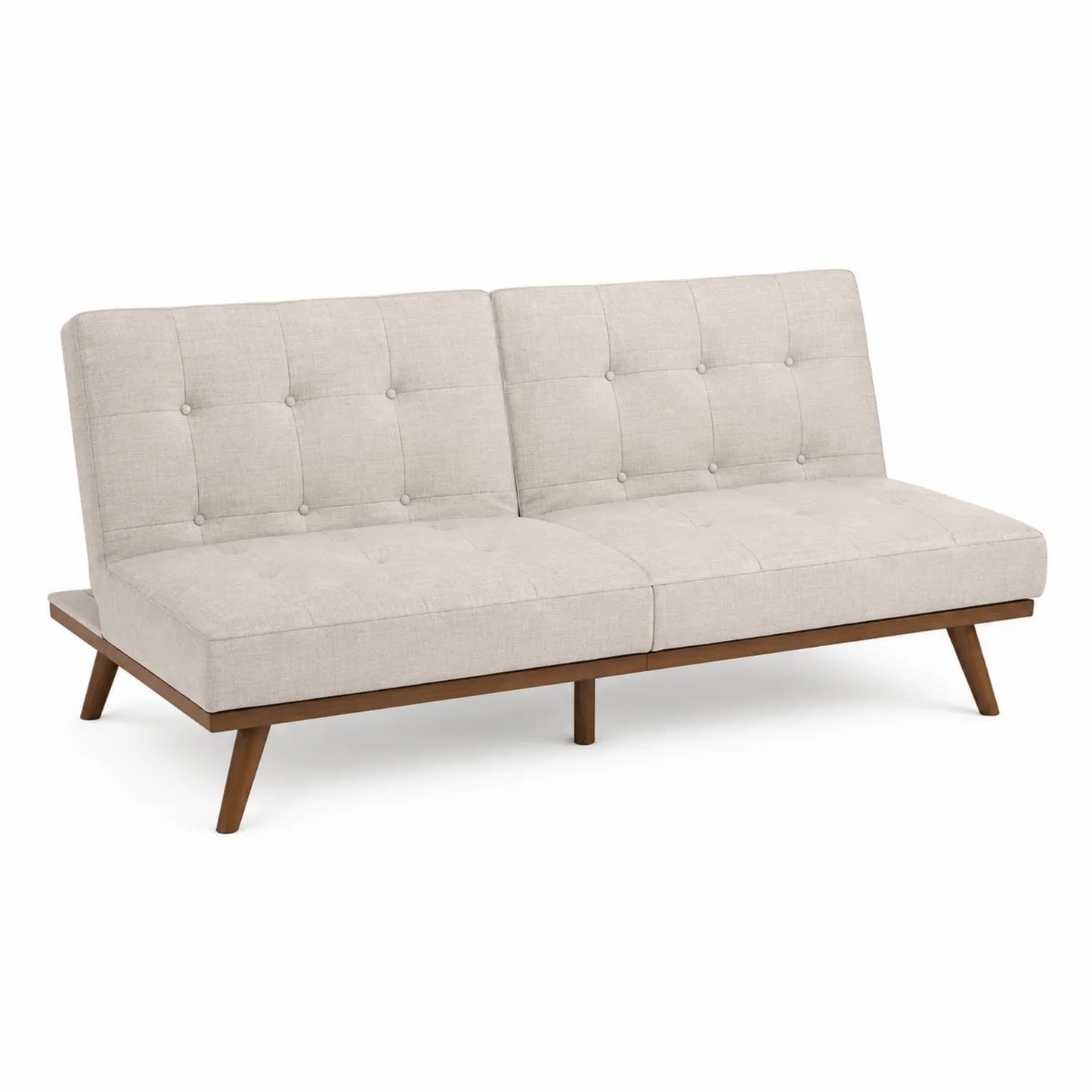 Sofa rozkładana materiałowa beżowa 200x90x85 cm