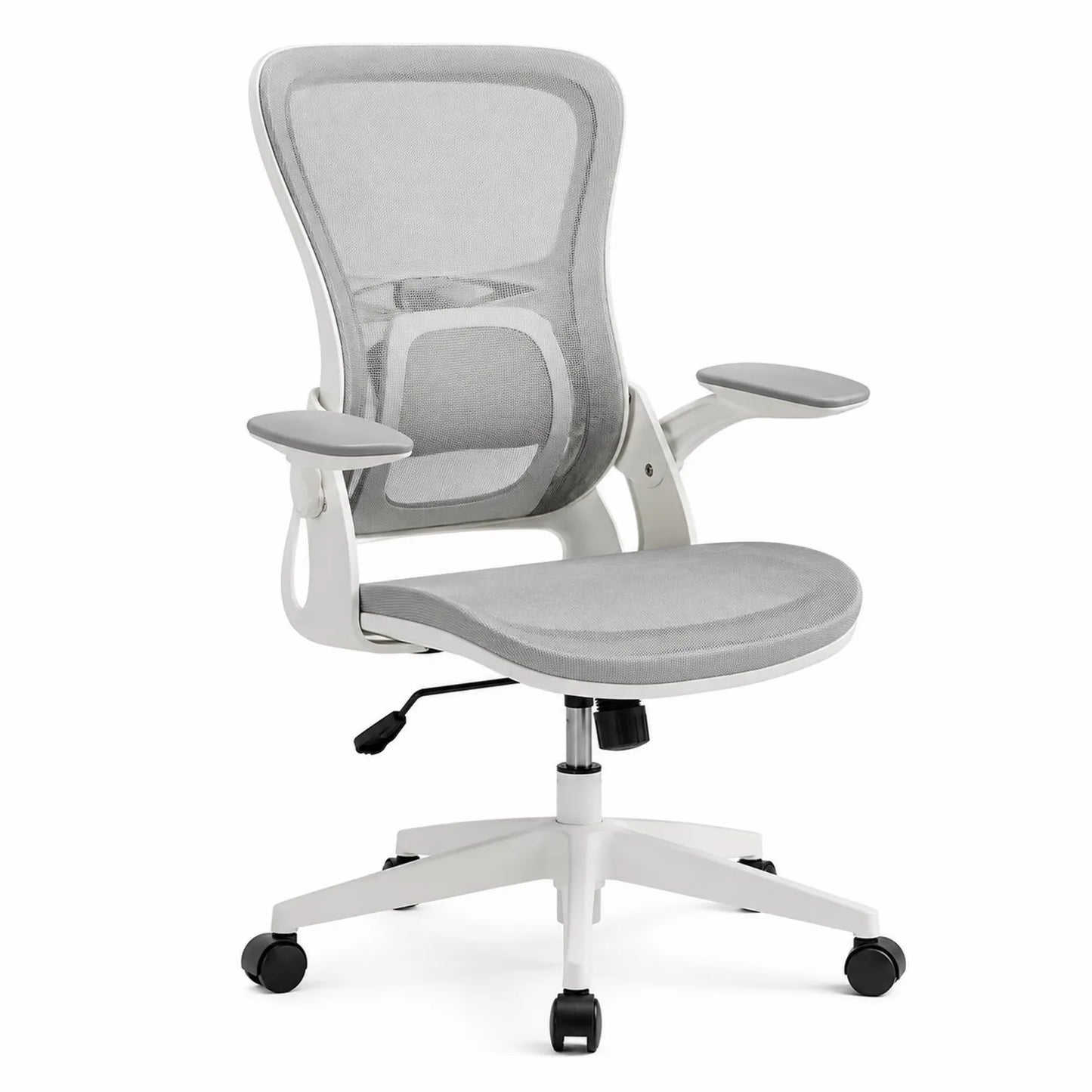 Krzesło biurowe ergonomiczne z szarej tkaniny siatkowej