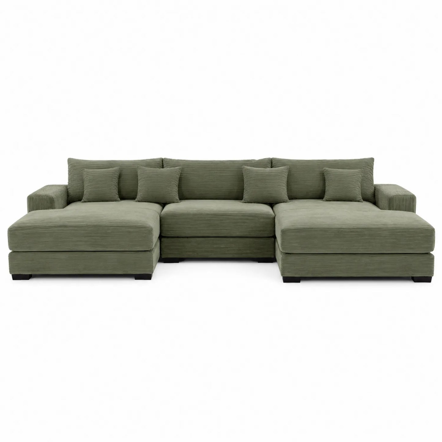 Sofa narożna z tkaniny sztruksowej zielona 300 cm