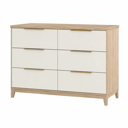 Komoda z szufladami MDF 6 szuflad dąb beżowy