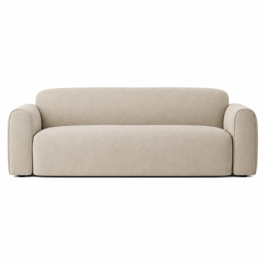 Sofa z tkaniny poliestrowej beżowa 200x90x75 cm