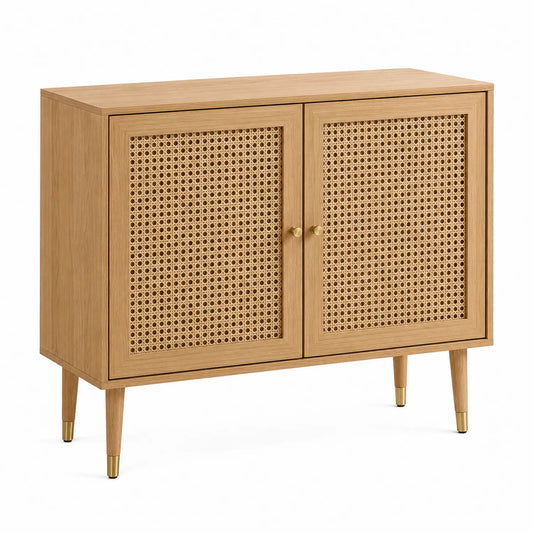 Drewniana komoda rattanowa 100x40x80 cm