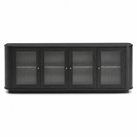 Szafka RTV drewniana z przeszklonymi drzwiami 200x45x75 cm