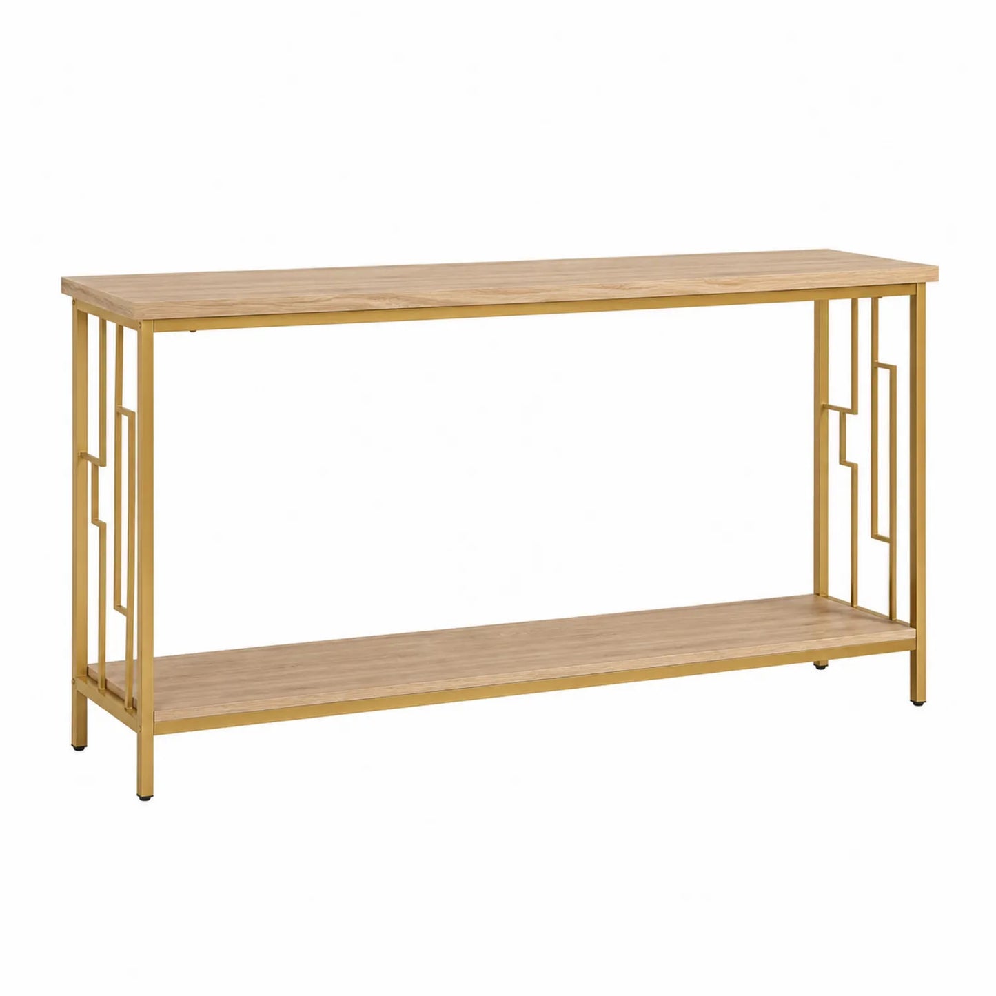 Prostokątna konsola metalowa z drewnianym blatem 120x35x75 cm
