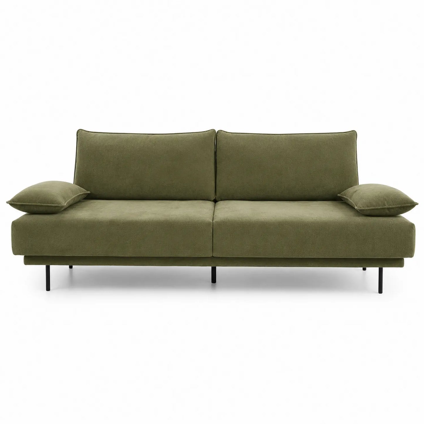 Zielona sofa rozkładana z tkaniny z metalowymi nogami 200x90x85 cm